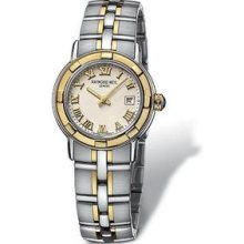 Raymond Weil Parsifal Beige Dial 18 kt Yellow Gold and Stainless Steel Ladies Watch 9440-STG-00808