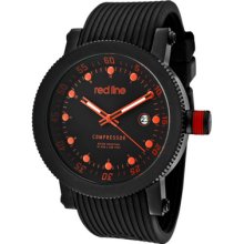 Red Line Men's Compressor Black Dial Black Silicone