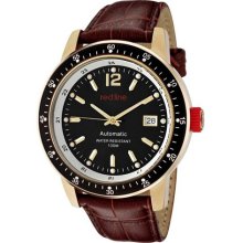 Red Line Watches Men's Meter Automatic Black Dial Brown Genuine Leathe