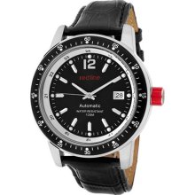 Red Line Watches Men's Meter Automatic Black Dial Black Genuine Leathe