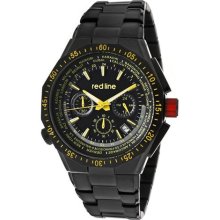 Red Line Watches Men's Travel Chrono Yellow Accents Black Dial Black I