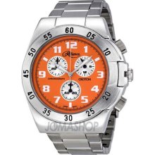 Reliance by Croton Chronograph Orange Dial Steel Mens Watch
