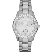 Relic Womens Hannah Stainless Steel Chronograph Watch with Baguette Crystals Silver