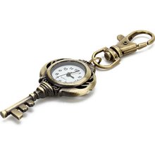 Retro Key of Unisex Analog Alloy Quartz Keychain Watch (Bronze)