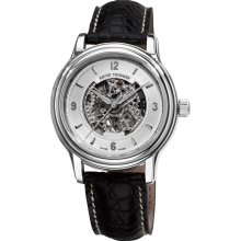 Revue Thommen Men's 'Skeleton' Silver Open Face Automatic Watch