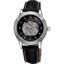 Revue Thommen Skeleton Mens Black Open Face Automatic Watch 12200.2537