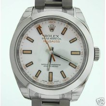 Rolex 11640 Milgauss Mens Steel Watch White Dial - Hot