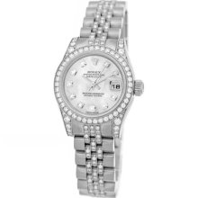 Rolex 18k White Gold Lady Super Diamond Datejust 179159 All Factory Diamonds