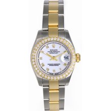 Rolex 2-Tone Ladies Datejust Steel & Gold Watch 179173 White Dial