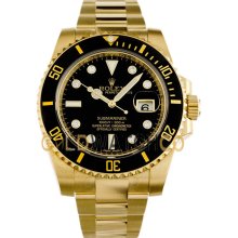 Rolex 40mm 18K Gold New Style Heavy Band Ceramic Submariner Model 116618 Rolex Black Diamond Dial 2010 Model