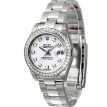 Rolex Datejust 26mm Steel/W. Gold 46 Diamond Bezel Ladies Watch 179384
