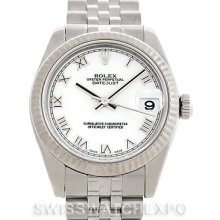 Rolex Datejust Midsize Steel 18k White Gold Watch 178274