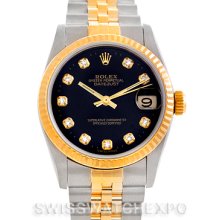 Rolex Datejust Midsize Steel 18k Gold Diamond Watch 68273