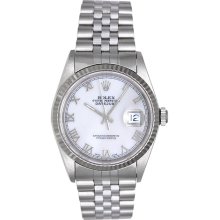 Rolex Datejust Steel & Gold 2-Tone Men's Watch 16234 White Roman Dial