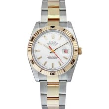 Rolex Datejust White Index Dial 18k Rose Gold Turn-o-Graph Bezel Oyster Bracelet Mens Watch 116261WSO
