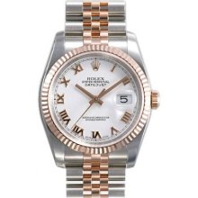 Rolex Datejust White Roman Dial Jubilee Bracelet Two Tone Mens Watch 116231WRJ