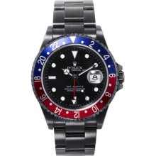 Rolex GMT Master II Watch Silver Band Black Dial