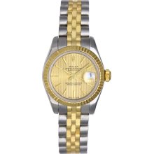 Rolex Ladies 2-Tone Datejust Watch 179173 Champagne Tapestry Dial