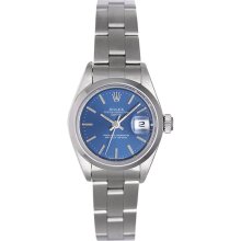 Rolex Ladies Date Watch Stainless Steel 69160 Blue Dial