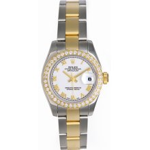 Rolex Ladies Datejust 2-Tone Watch Custom Diamond Bezel 179173