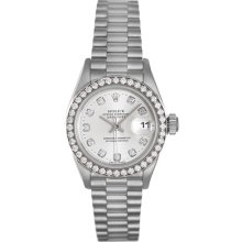 Rolex Ladies Platinum President Watch 79136 Factory Silver Dial