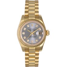 Rolex Ladies President 18K Gold Watch 179178 Gray Dial
