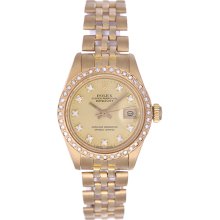 Rolex Ladies President 18K Diamond Watch Champagne Dial
