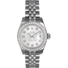 Rolex Ladies Steel & Diamond Datejust Watch 179174 Silver Dial