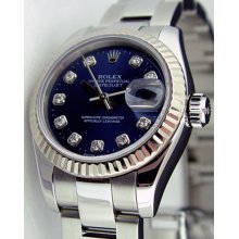 Rolex Lady DateJust Blue Diamond Dial 26mm 179174 WatchChest