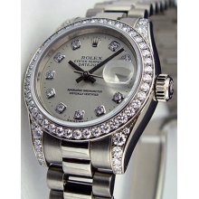 Rolex Lady President 18k White Gold Silver Diamond 179159 WatchChest