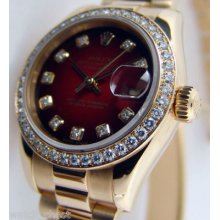 Rolex Lady President Red Vignette Diamond Dial 179138