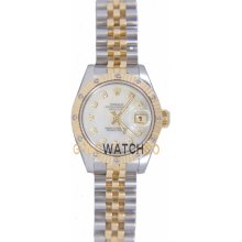 Rolex Ladys New Style Heavy Band Stainless Steel & 18K Gold Datejust Model 179313 Jubilee Band Factory 12 Diamond Bezel Factory MOP Diamond Dial