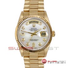 Rolex Men's Yellow Gold Day Date President Mother of Pearl Dial 18038