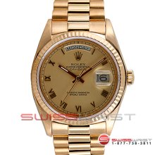 Rolex Men's Yellow Gold Day Date President Champagne Roman Dial 18038