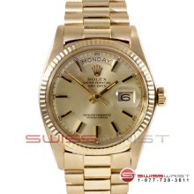 Rolex Men's Yellow Gold Day Date President Champagne Stick Dial - 1803