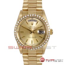 Rolex Men's Yellow Gold Day Date President Champagne Stick Dial 18038