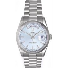 Rolex President Day-Date Platinum Men's Watch 118206 Glacier Blue Dial