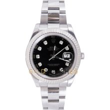 Rolex Stainless Steel 41mm Datejust II Model 116334 With Custom Added Black Diamond Dial