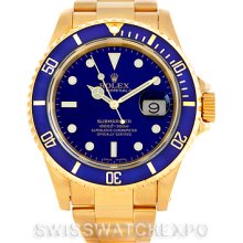 Rolex Submariner 18k Yellow Gold Watch 16618