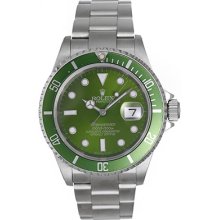 Rolex Submariner Men's Steel Watch with Green Dial & Bezel 16610