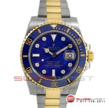 Rolex Submariner Two Tone Blue Diamond Dial - Ceramic Bezel 116613LB