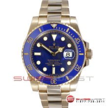 Rolex Submariner Yellow Gold Blue Dial - Ceramic Bezel 116618