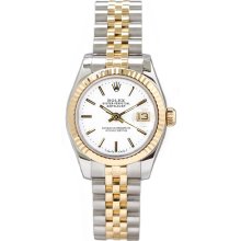 Rolex Women's Datejust Two Tone Fluted White Index Dial