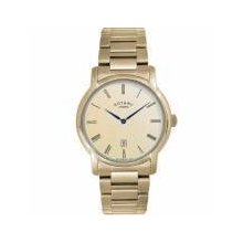 Rotary Gents Gold Plated Champagne Dial Watch Gb02581/09 Stainless Steel