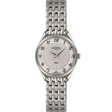 Rotary Ladies Ultra Slim Stainless Steel Bracelet with White Mother of