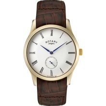 Rotary Men's Cream Dial Shiny Brown Leather Watch Gs02413/01