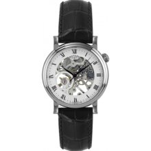 Rotary Mens Skeleton Dial Black Leather Strap GS02841/21 Watch