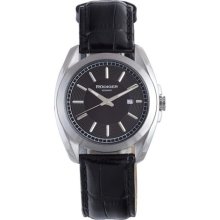 Rudiger Men's Dresden Black Leather Blue Dial Date Watch ...