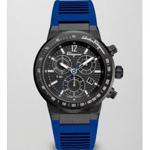 Salvatore Ferragamo Rubber-Strap Chronograph Watch Blue