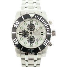 Sartego Men's Stainless Steel Ocean Master Diver Chronograph White Dial Black Bezel SPC51